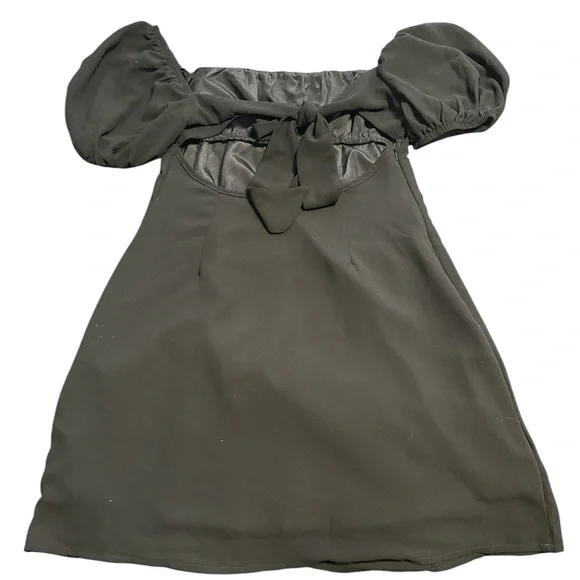 SHEIN  Privé Square Neck Puff Sleeve Tie Back Chiffon Dress XS - Picture 4 of 5